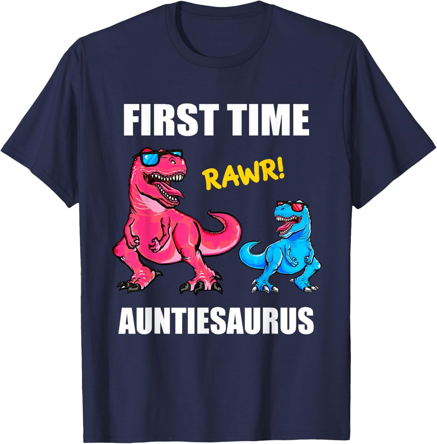 First Time Aunt 2022 Shirt Dinosaur Promoted To Aunt 2022 T-Shirt - T-Shirt | Navy
