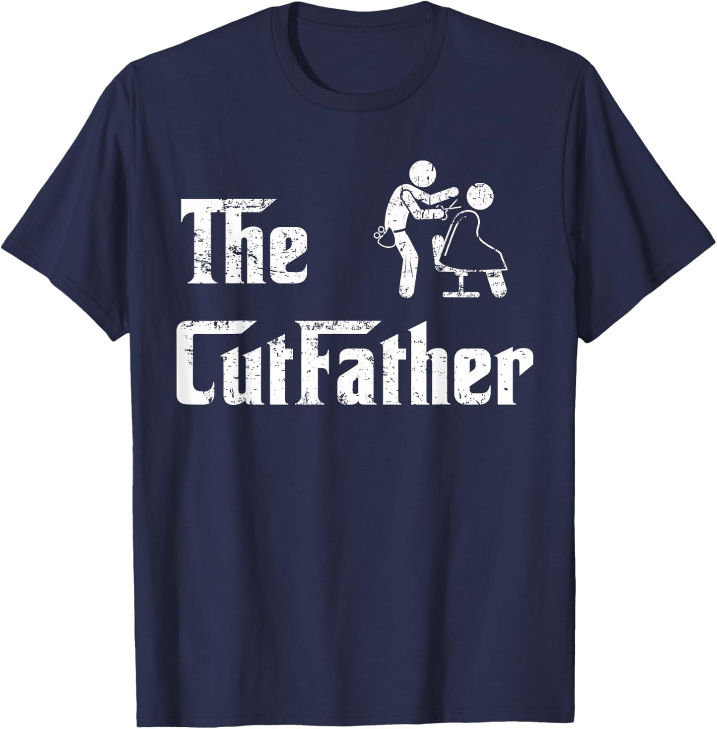 Vintage The Cutfather Fun Barber Hairstylist Dad Fathers Day T-Shirt - T-Shirt | Navy