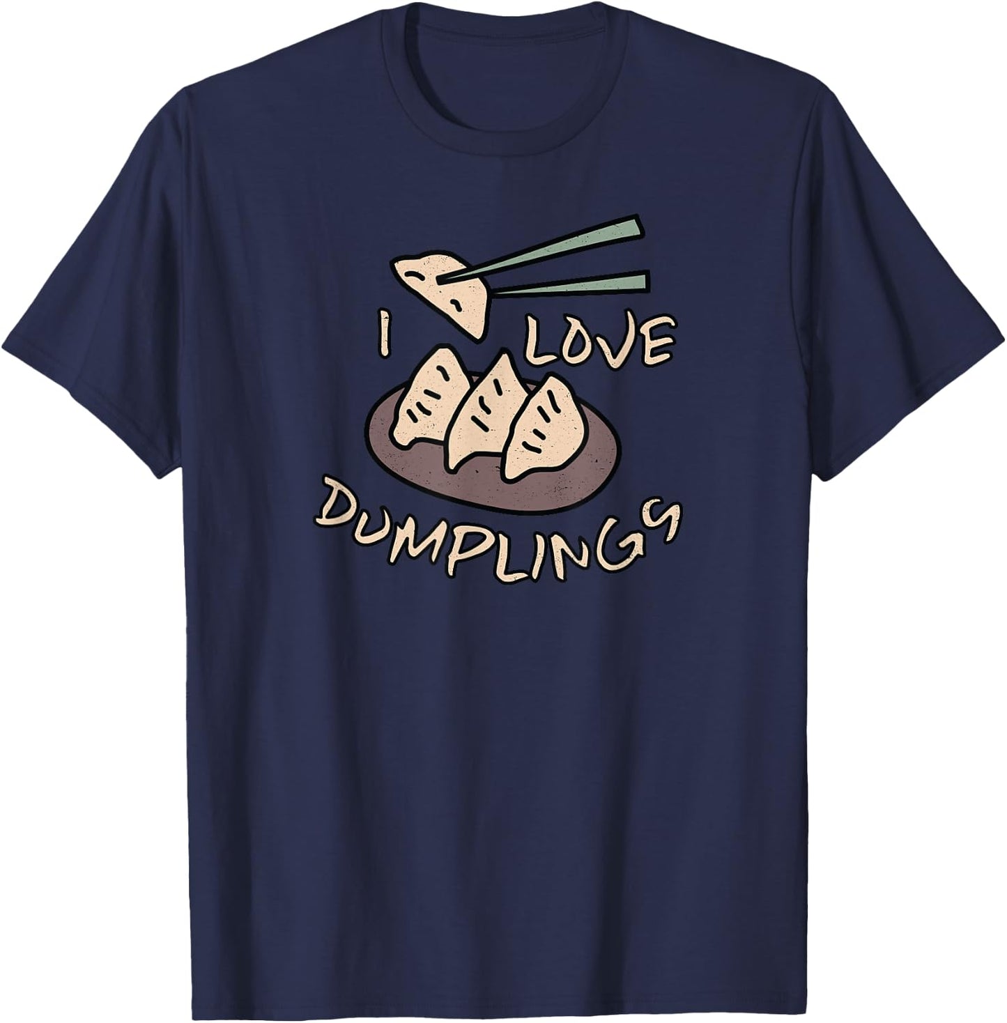 I Love Dumplings with Chopsticks T-Shirt - T-Shirt | Navy