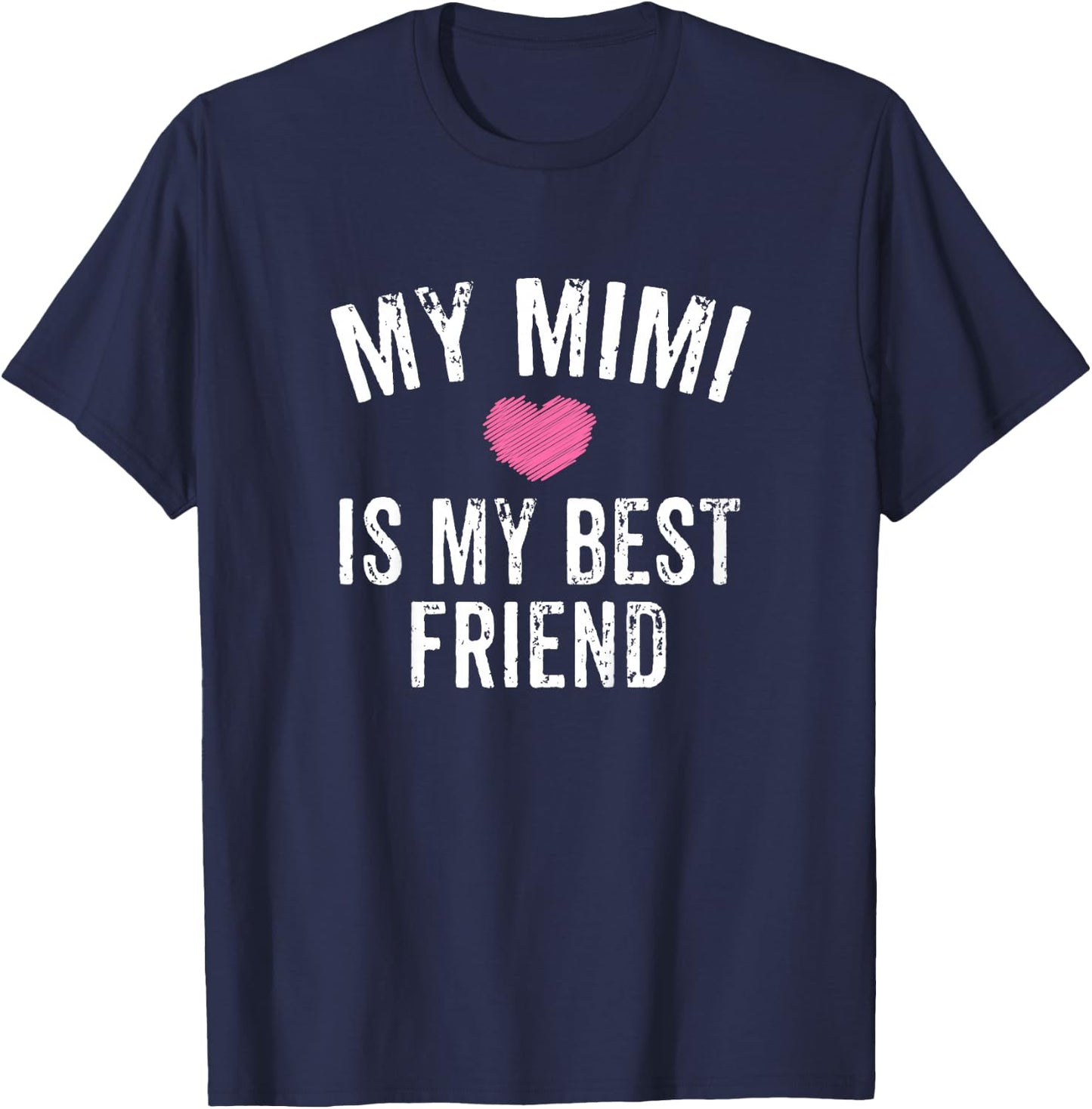 Kids My Mimi is My Best Friend Pink Heart Granddaughter T-Shirt - T-Shirt | Navy