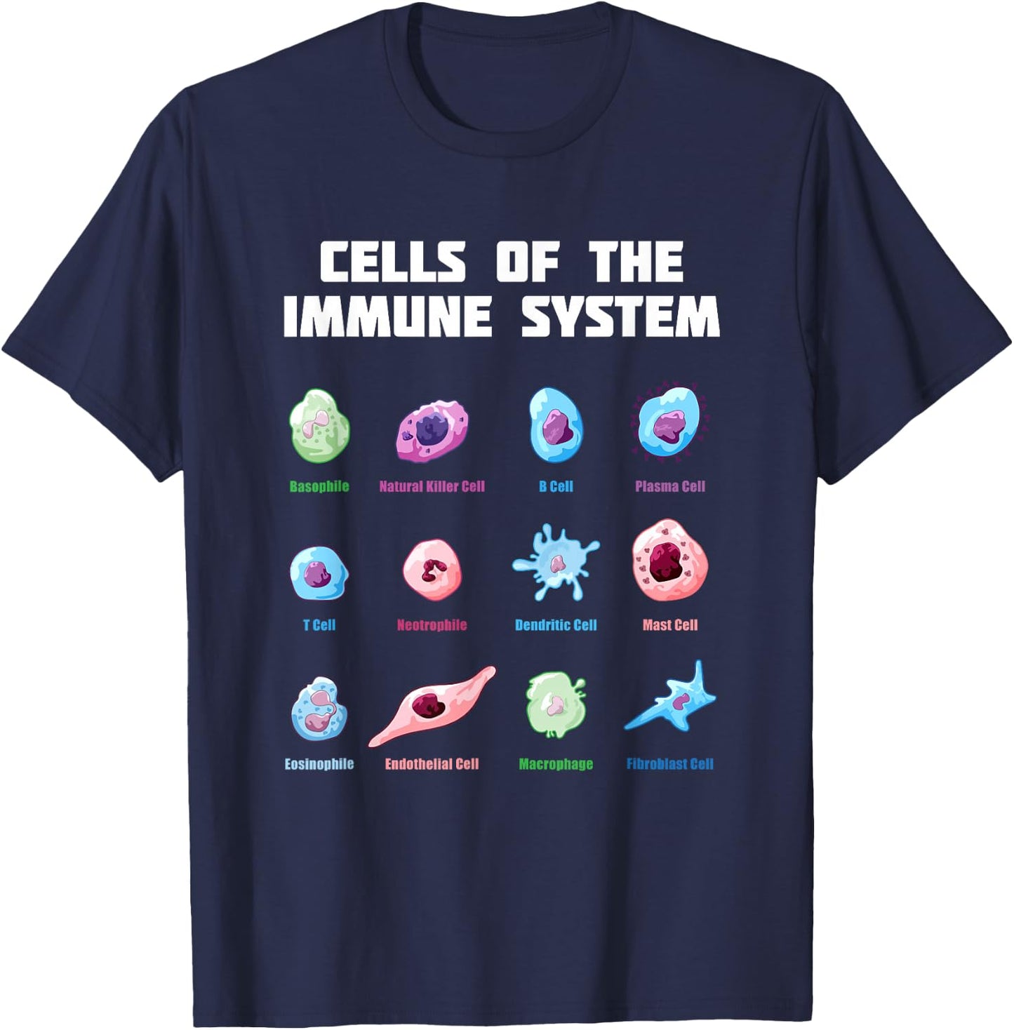 Cells Of The Immune System - Biology Molecular Biology T-Shirt - T-Shirt | Navy