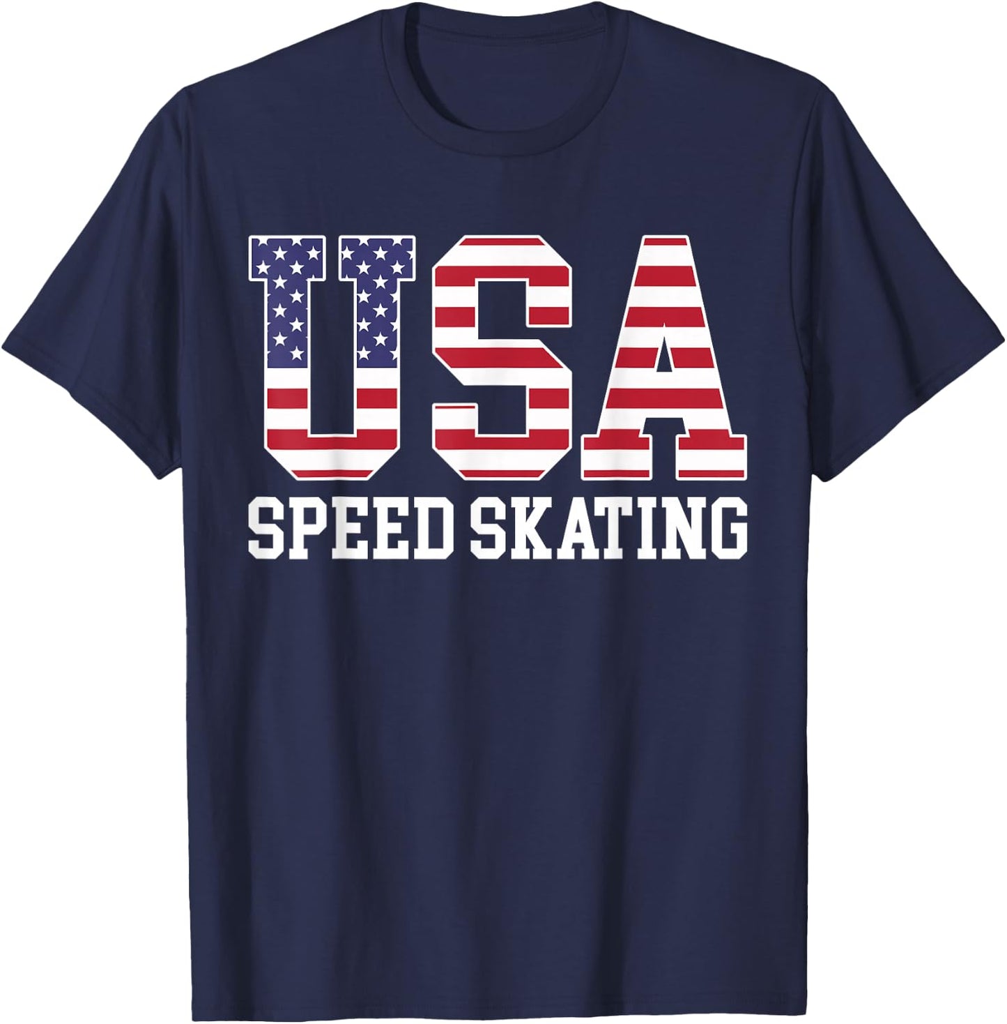 USA Flag Speed Skater - American USA Speed Skating Men T-Shirt - T-Shirt | Navy