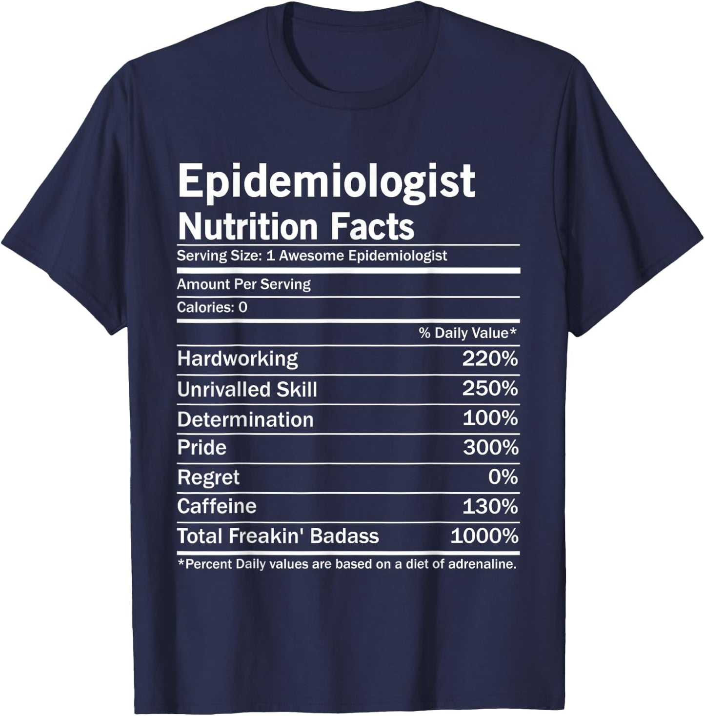 Epidemiologist Nutrition Facts Funny Epidemiology T-Shirt - T-Shirt | Navy