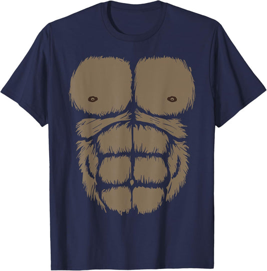 Gorilla Chest Belly Boy Men Monkey Costume Kids Fancy Dress T-Shirt - T-Shirt | Navy
