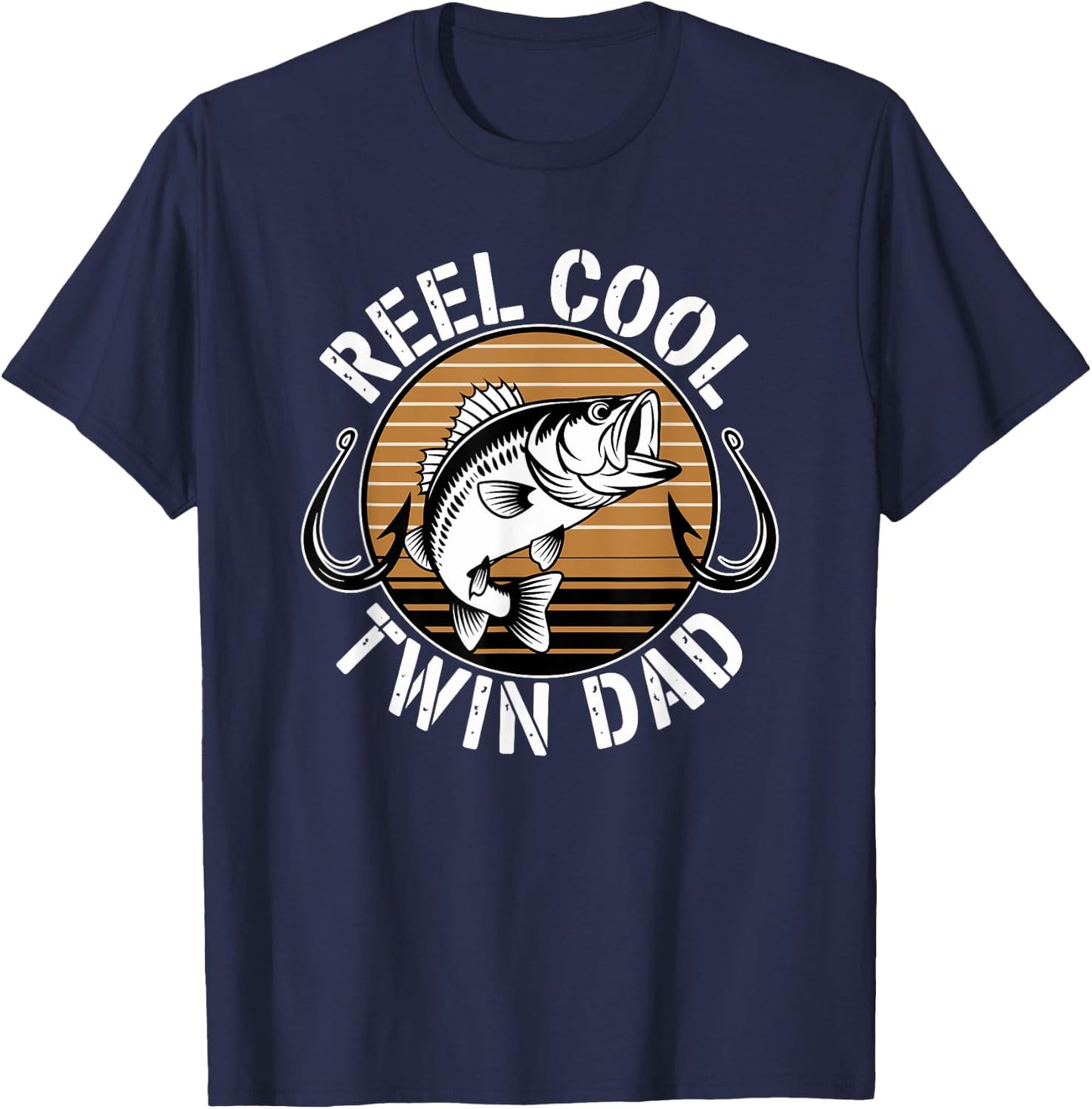 Reel Cool Twin Dad Fisherman Fishing T-Shirt - T-Shirt | Navy