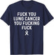 Fuck Lung Cancer Awareness White Ribbon Women & Men T-Shirt - T-Shirt | Navy