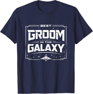 Best Groom in The Galaxy Outer Space Cosmic Wedding Theme T-Shirt - T-Shirt | Navy