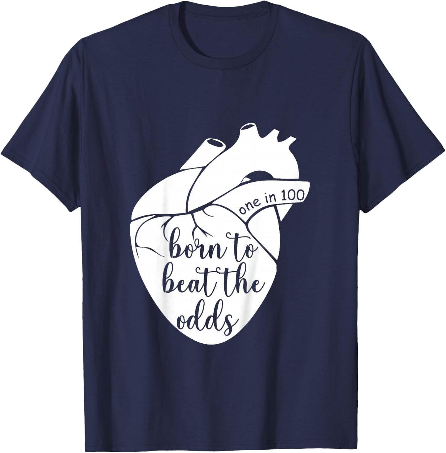 Kids Born to That Beat The Odds CHD Awareness Heart Warrior T-Shirt - T-Shirt | Navy