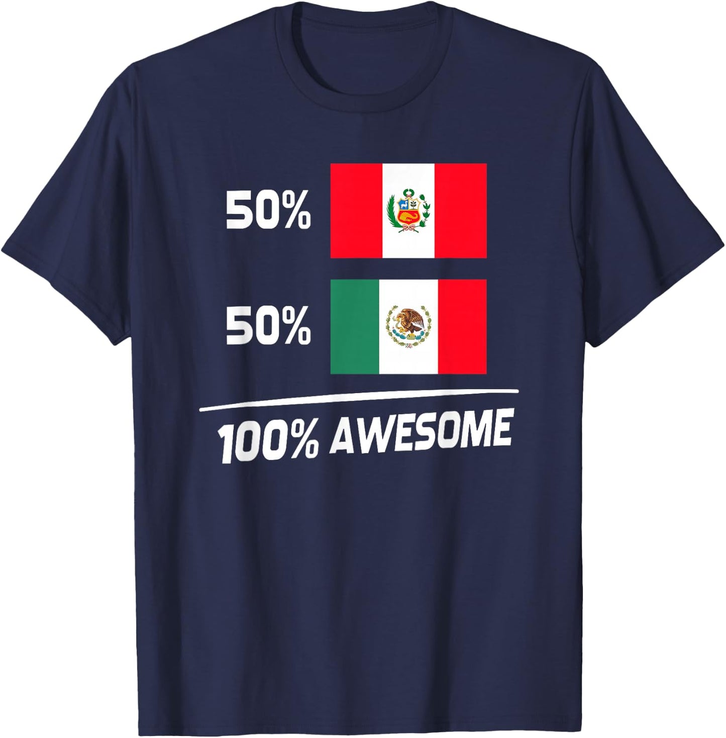 Peruvian Mexican Flag Peru Mexico T-Shirt - T-Shirt | Navy