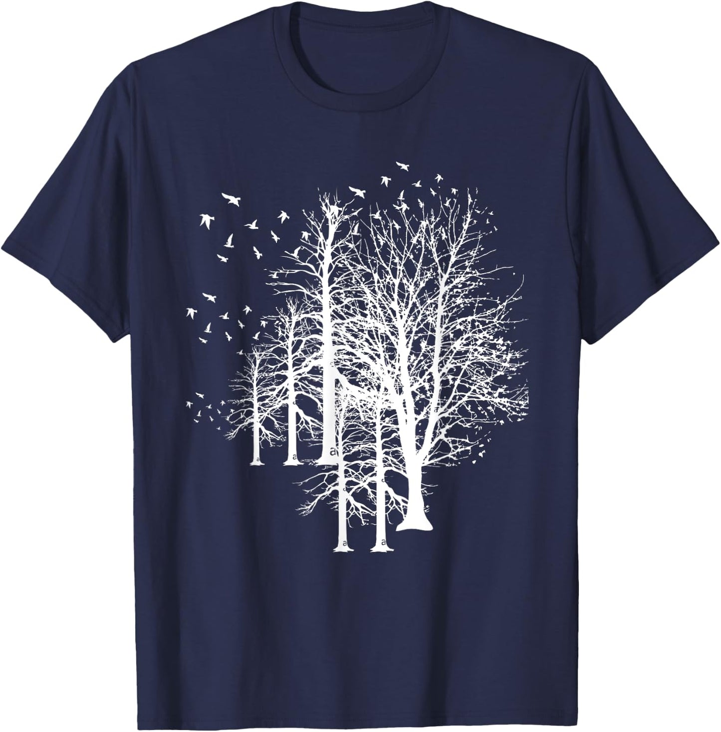 Outdoors Forest Trees Wildlife Flock Of Birds Nature T-Shirt - T-Shirt | Navy