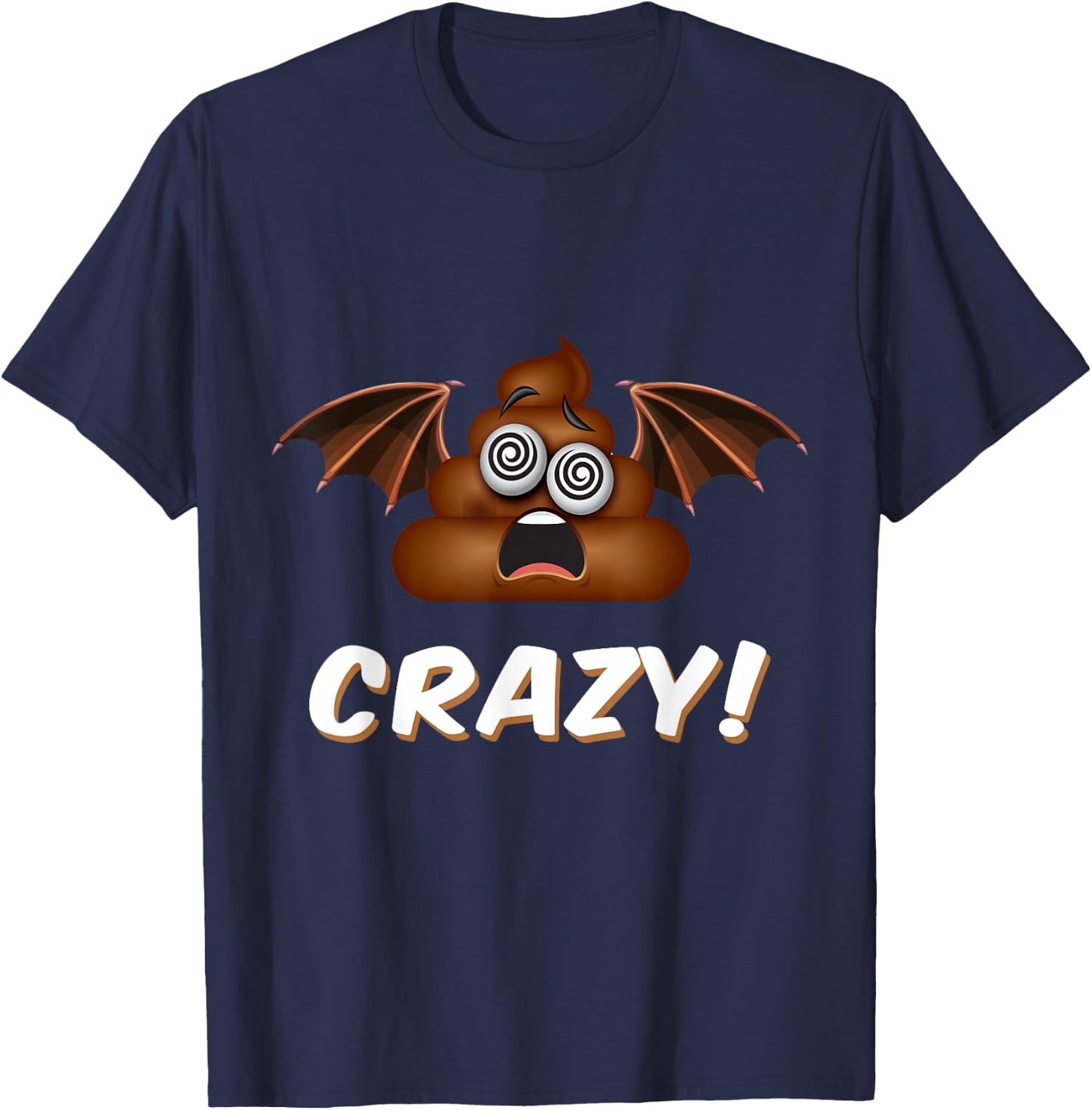Funny Halloween Bat Shit Crazy Poop Emoticon T-Shirt - T-Shirt | Navy