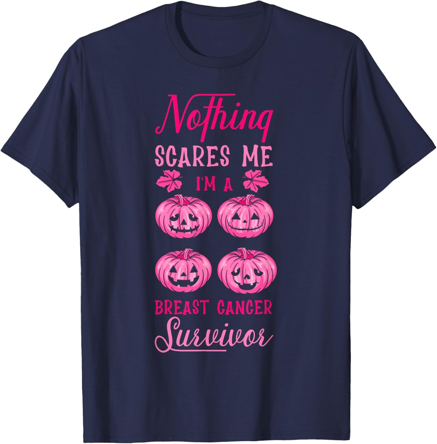 Breast Cancer Halloween Party Survivor Pink Pumpkin T-Shirt - T-Shirt | Navy