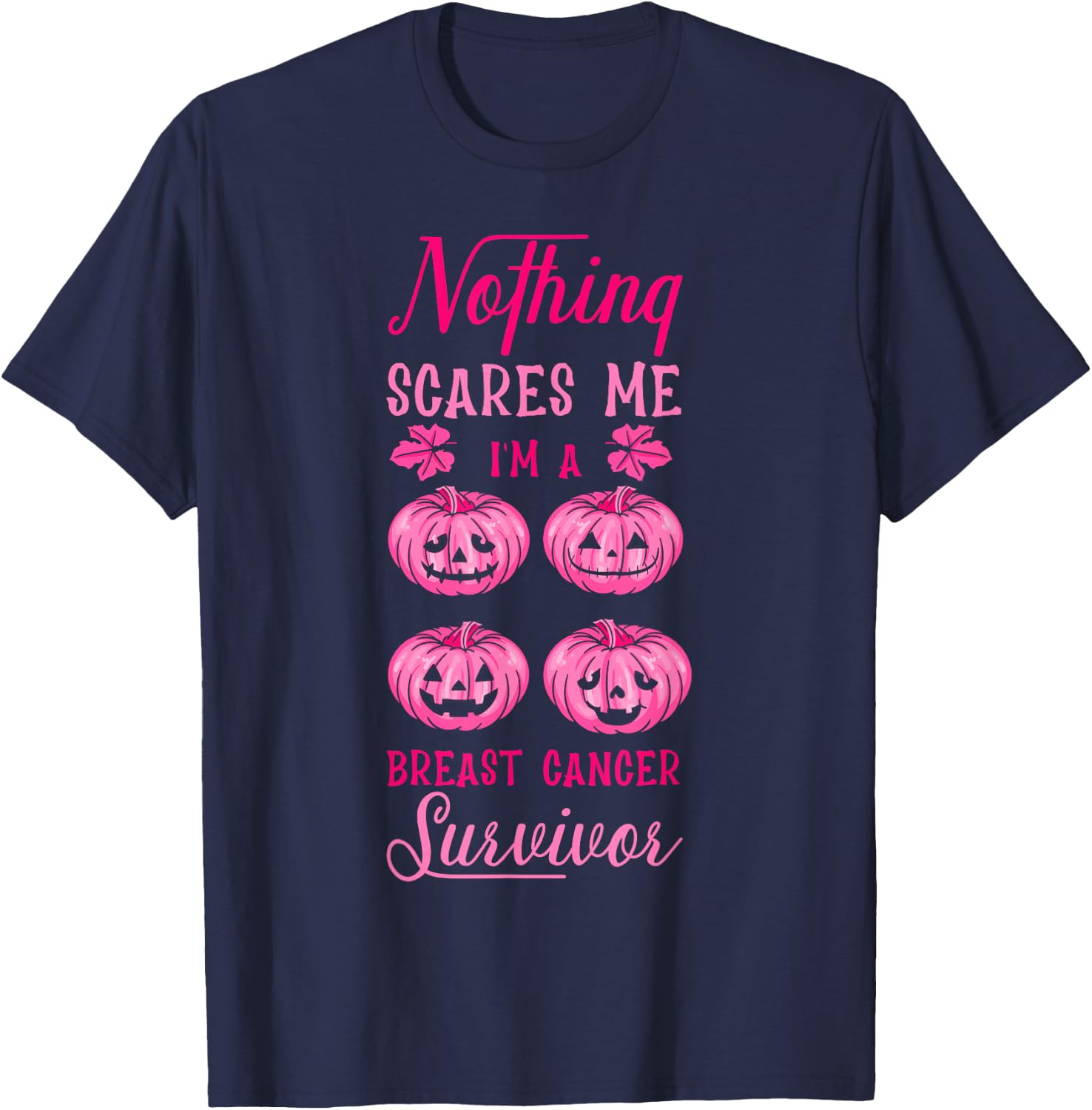 Breast Cancer Halloween Party Survivor Pink Pumpkin T-Shirt - T-Shirt | Navy