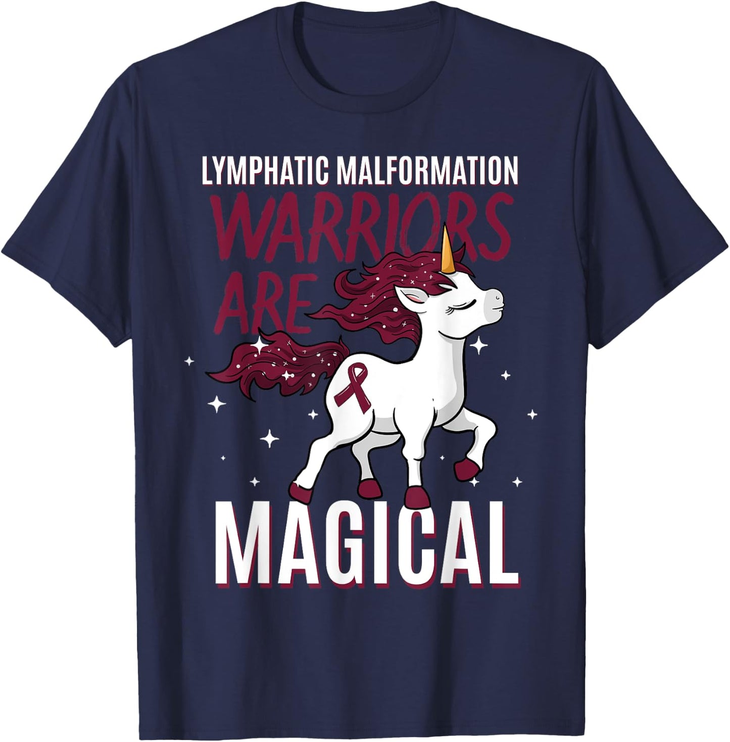 Lymphatic Malformation Awareness Unicorn Lover Lymphangioma T-Shirt - T-Shirt | Navy