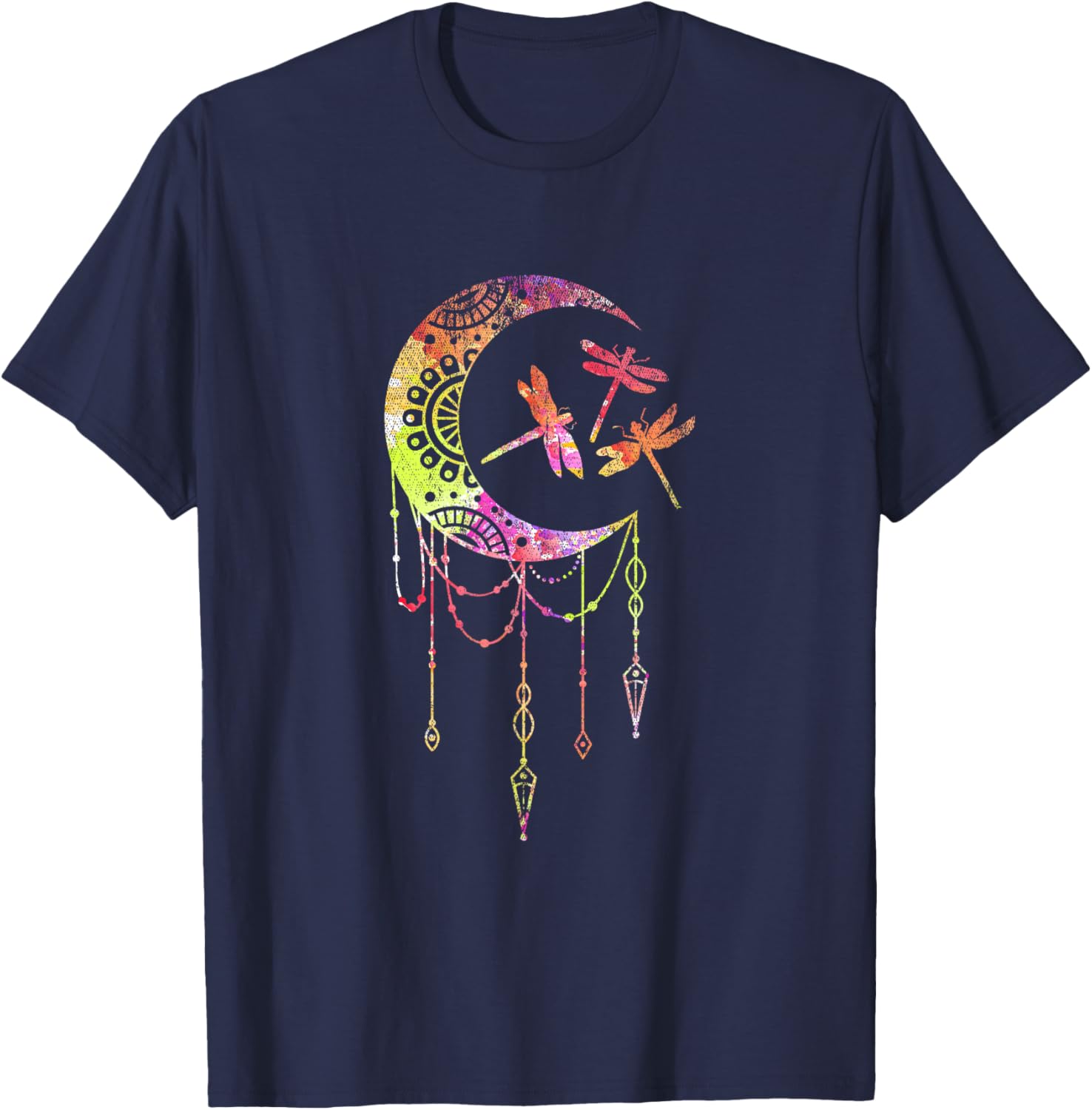Dream Catcher Spirit Animal Chakra Colorful Dragonfly T-Shirt - T-Shirt | Navy