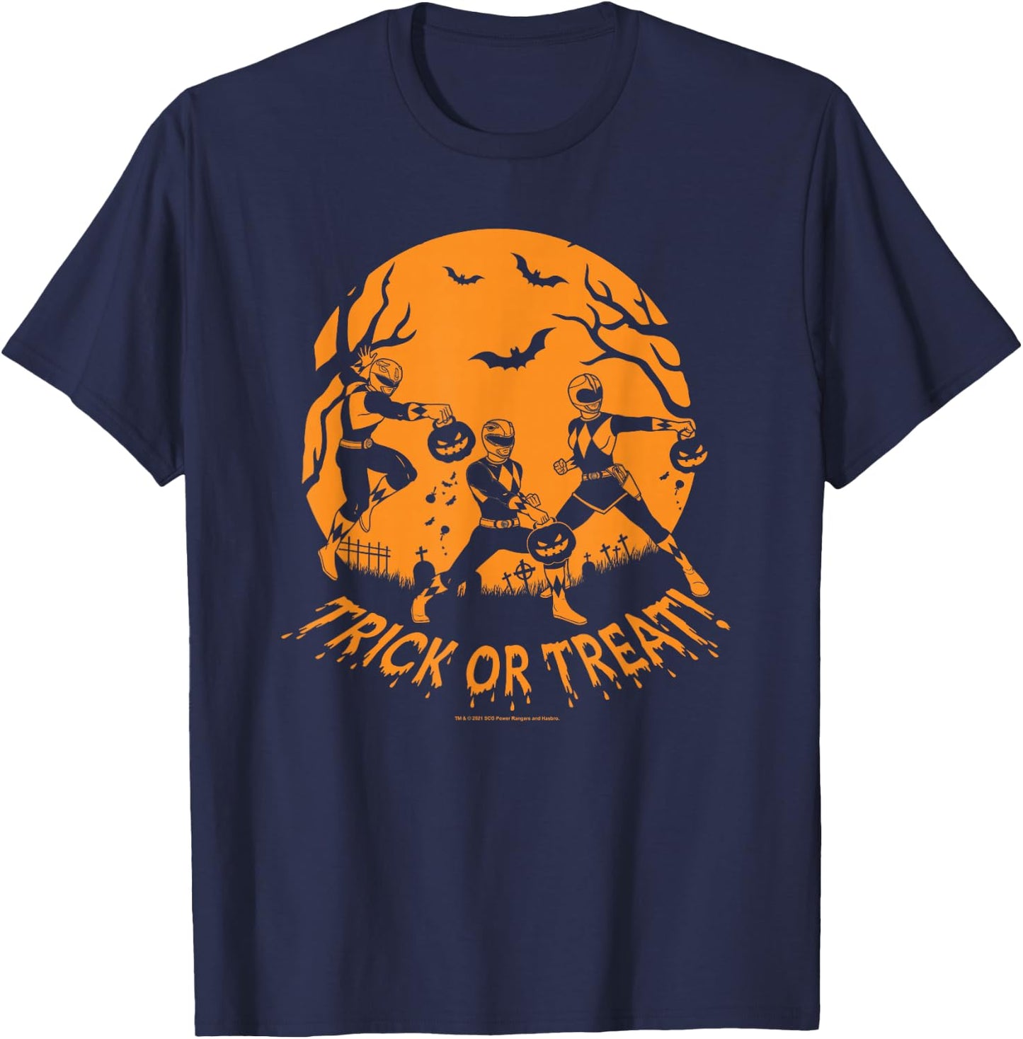 Power Rangers Halloween Group Shot Trick Or Treat Silhouette T-Shirt - T-Shirt | Navy