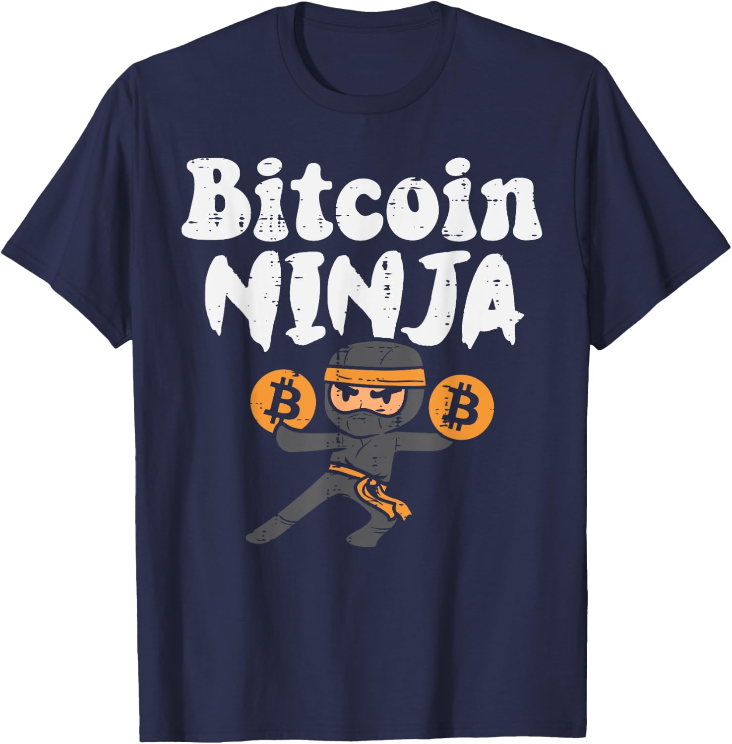 Bitcoin Ninja BTC Crypto Cryptocurrency Trader Investor T-Shirt - T-Shirt | Navy