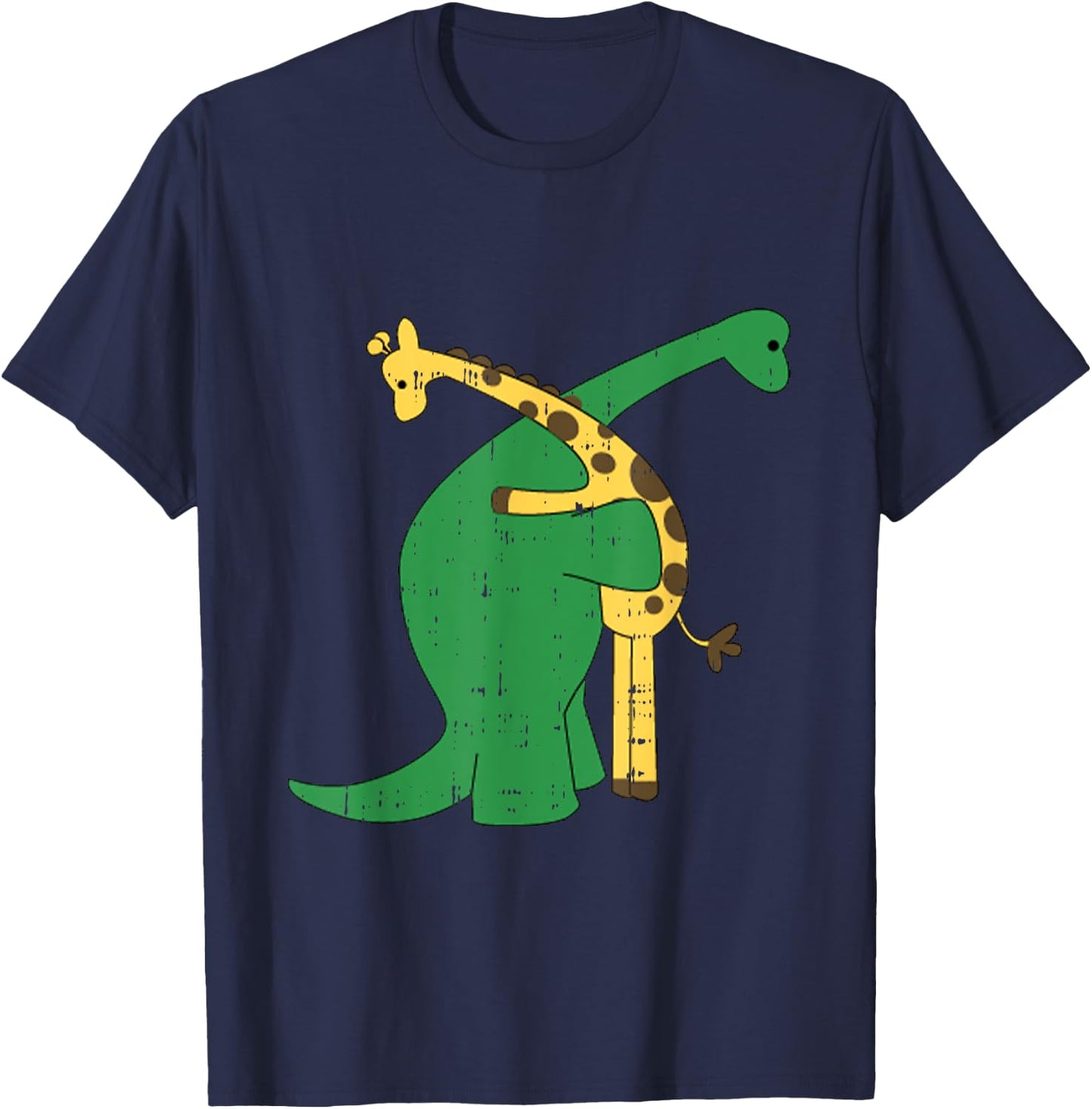 Giraffe Dinosaur Hug Love Dino Animals Safari Halloween Gift T-Shirt - T-Shirt | Navy