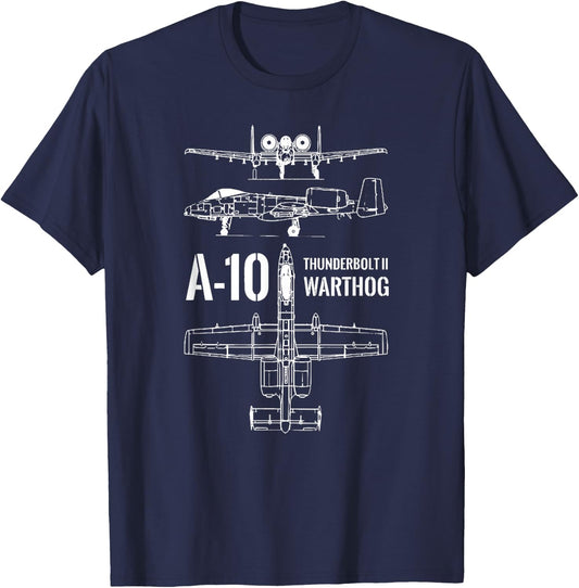 A-10 Blueprint - Thunderbolt Ii Warthog Gift Dad T-Shirt - T-Shirt | Navy