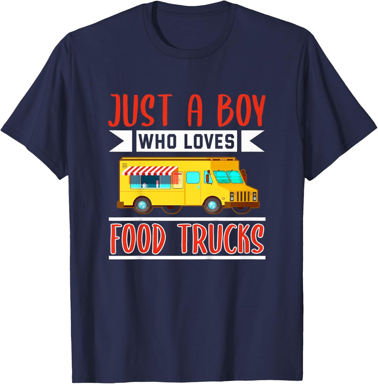 Kids Food Truck Shirt Boys Funny Street Food Food Truck Lover T-Shirt - T-Shirt | Navy