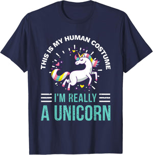 This Is My Human Costume I'm Really A Unicorn T-Shirt - T-Shirt | Navy