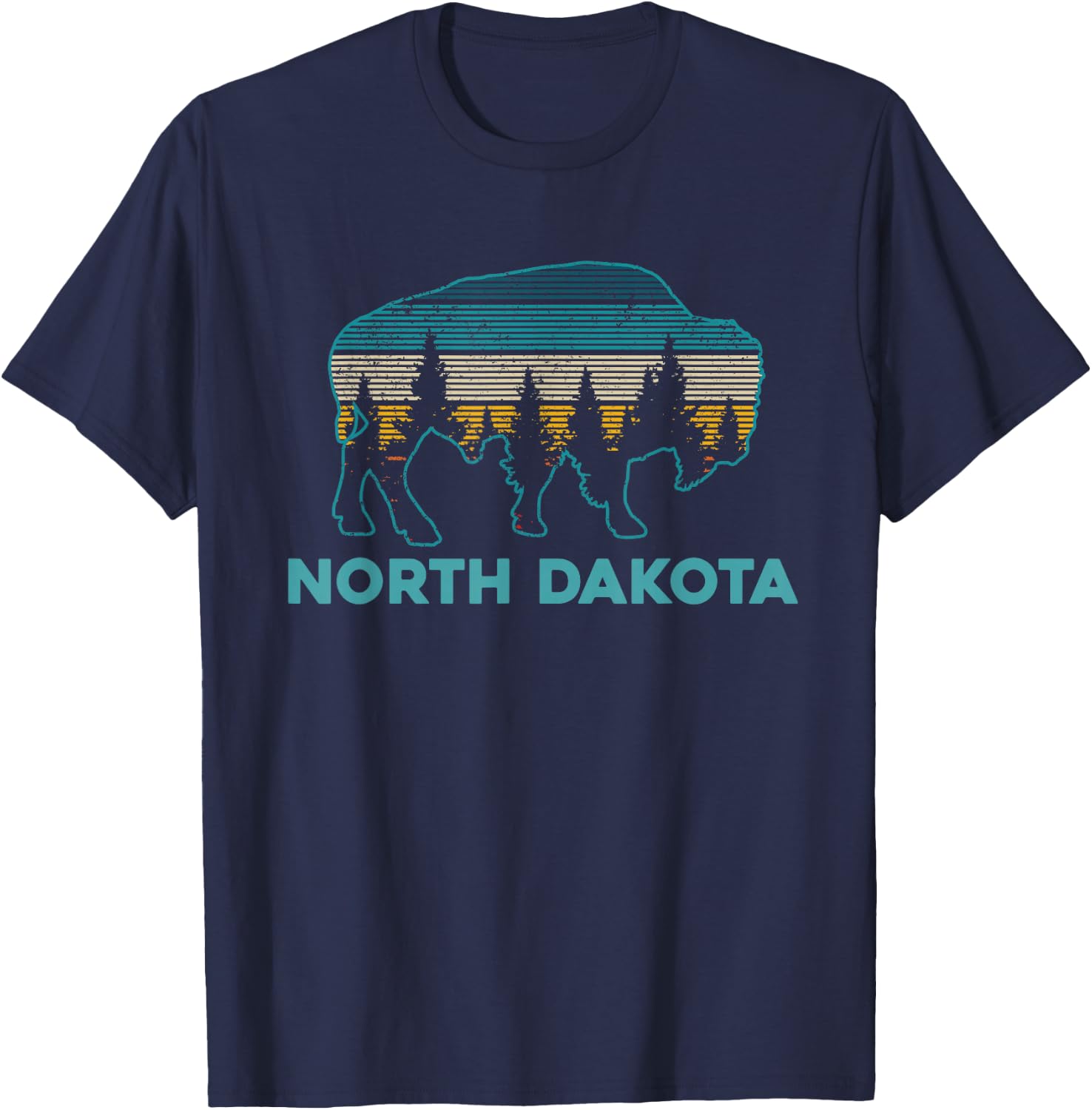 North Dakota Bison Vintage American Buffalo Souvenir T-Shirt - T-Shirt | Navy