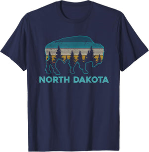 North Dakota Bison Vintage American Buffalo Souvenir T-Shirt - T-Shirt | Navy