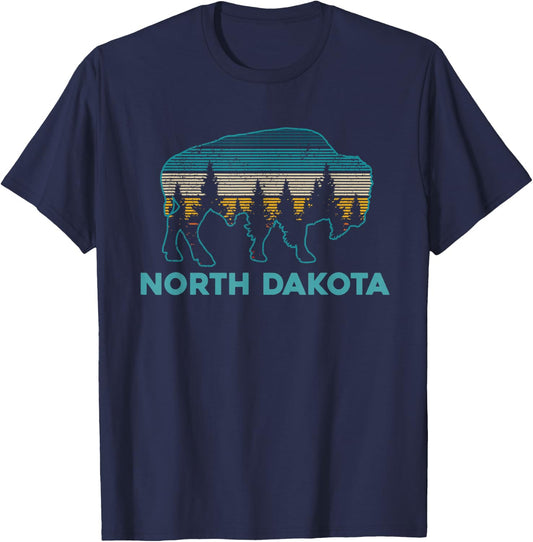 North Dakota Bison Vintage American Buffalo Souvenir T-Shirt - T-Shirt | Navy