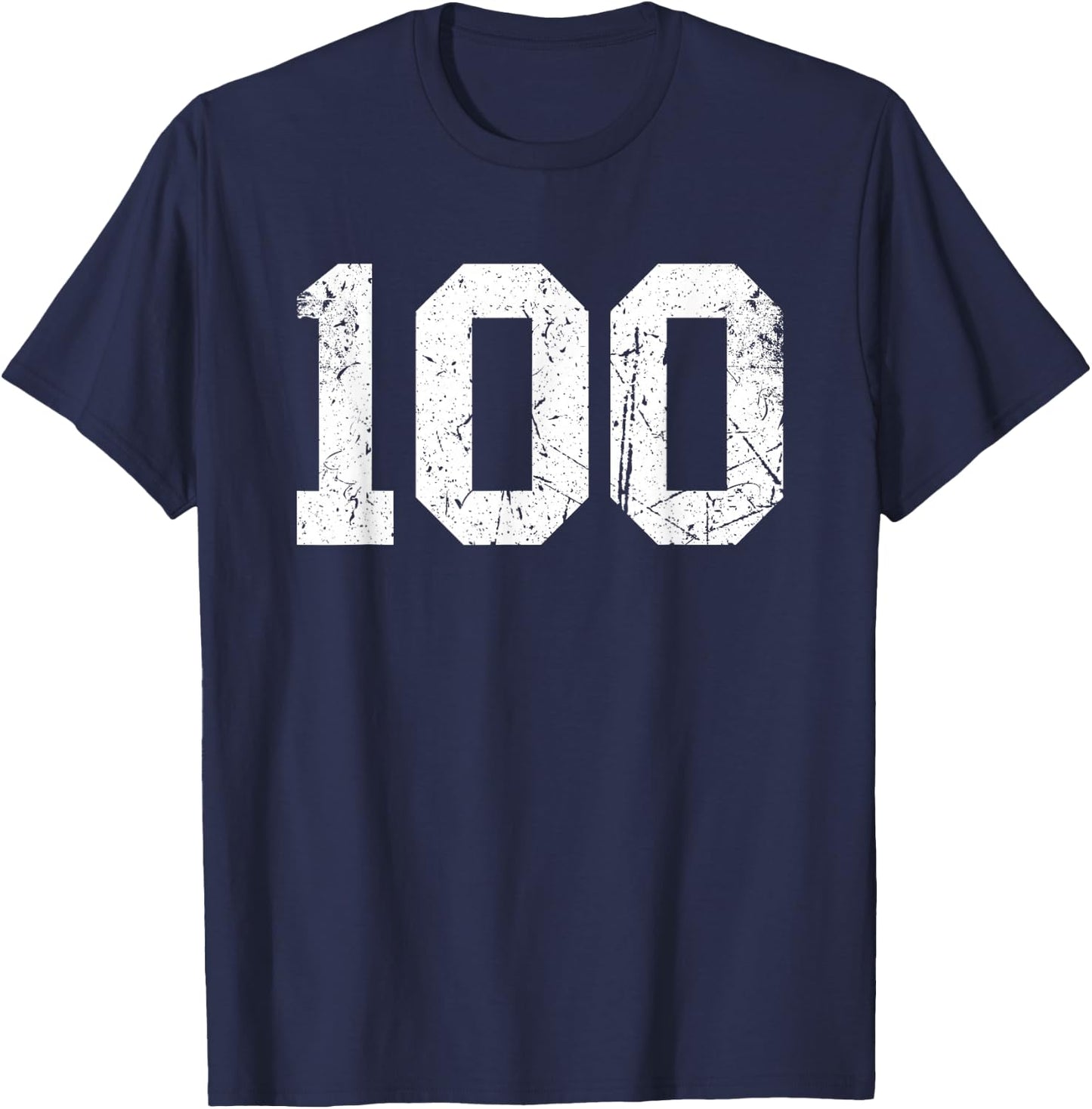 Vintage Number #100 Sport White Varsity Number T-Shirt - T-Shirt | Navy