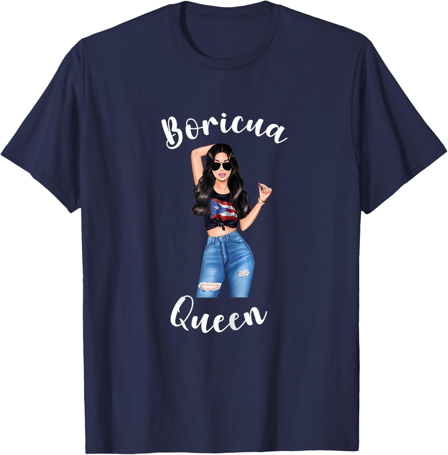 Boricua Queen Puerto Rico Woman Rican Proud Princess Diva T-Shirt - T-Shirt | Navy