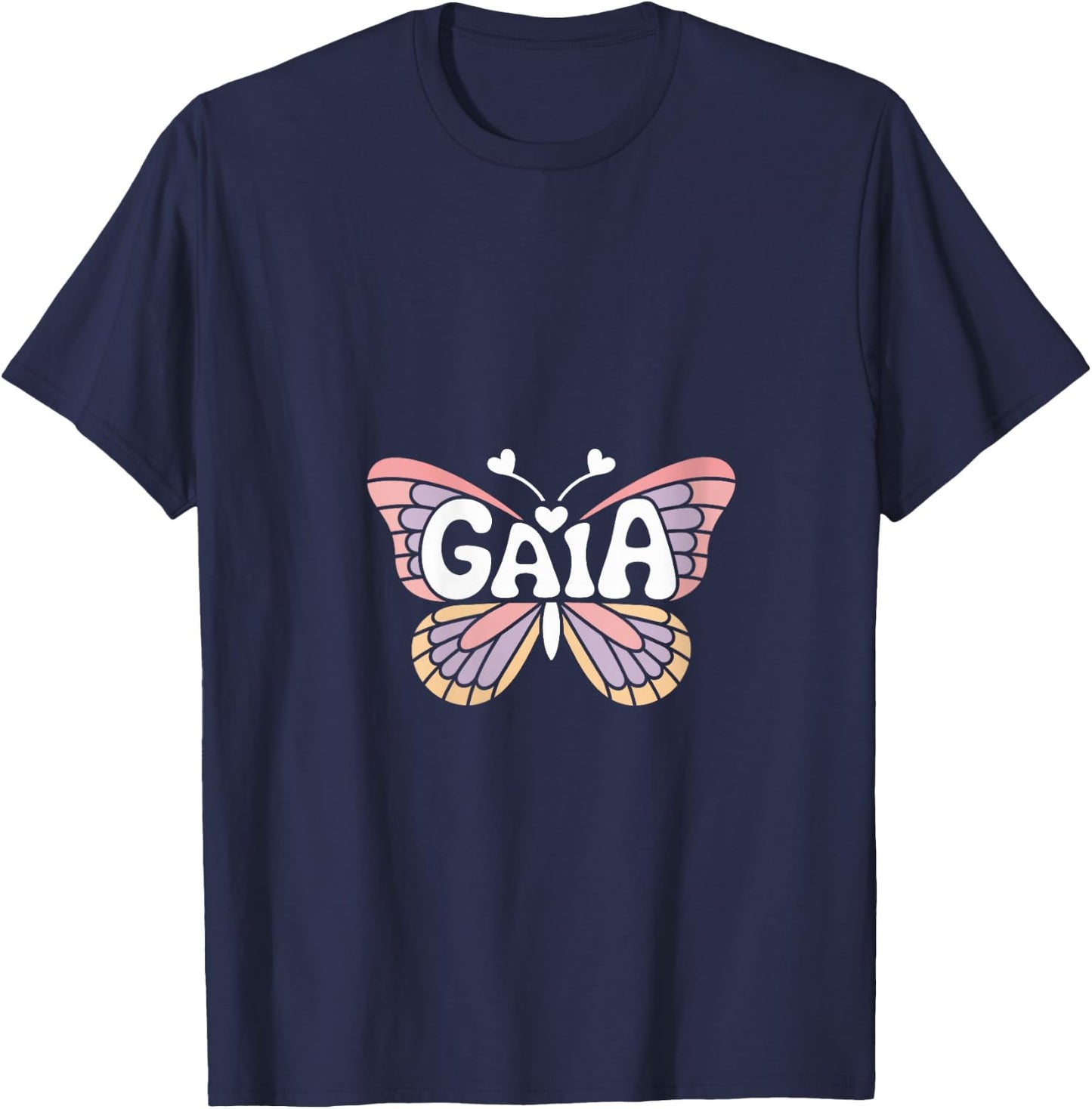 Gaia Butterfly - Personalized Cute Name Word Art V-Neck T-Shirt - T-Shirt | Navy