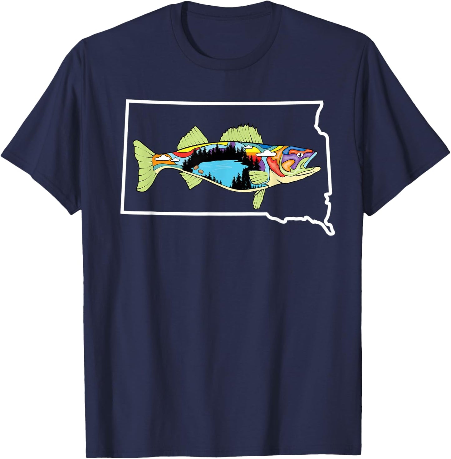 South Dakota Walleye Walleye Fishing Freshwater Fisherman T-Shirt - T-Shirt | Navy