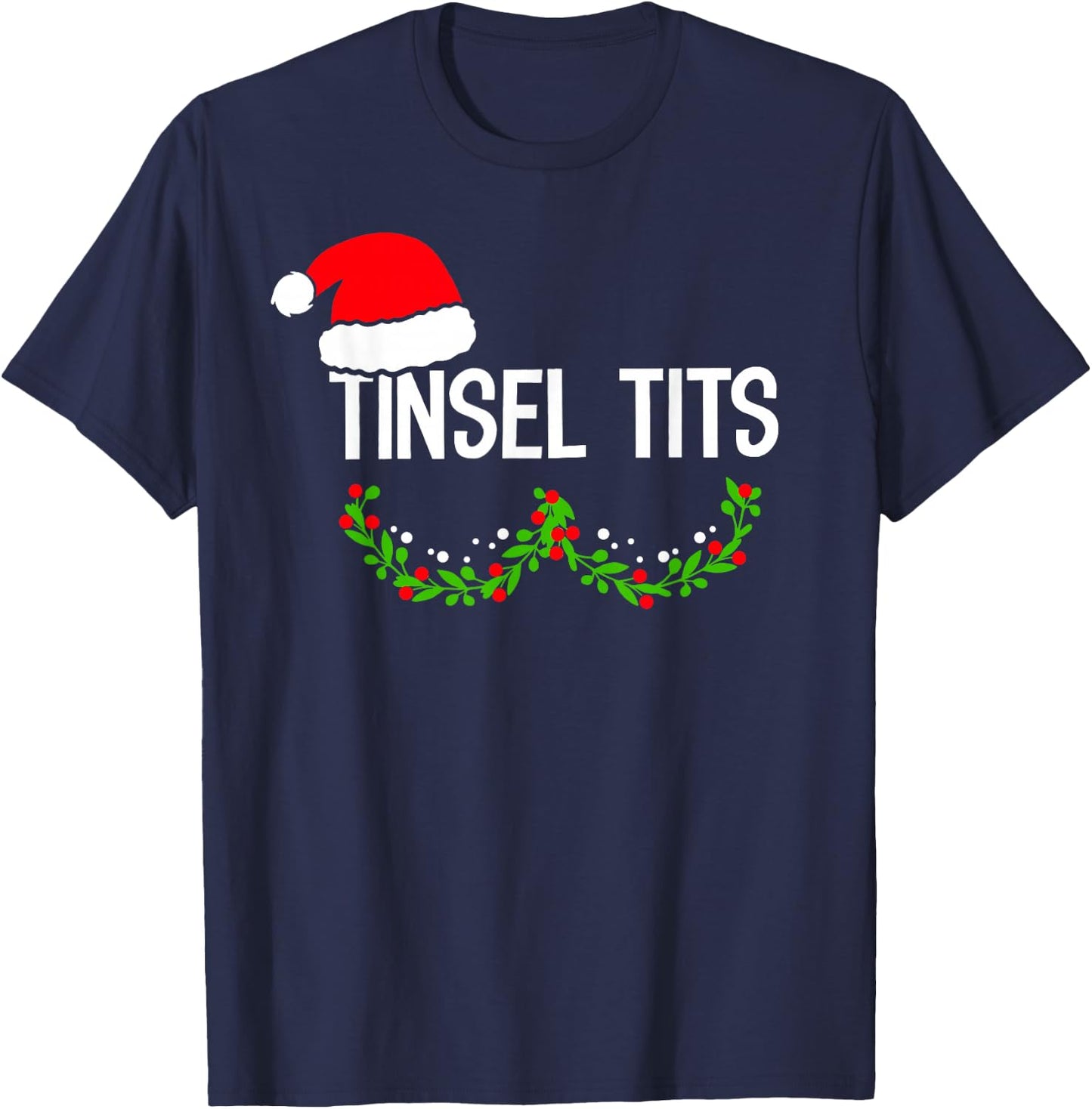 Funny Tinsel-Tits Matching Jingle-Balls Christmas Couples T-Shirt - T-Shirt | Navy