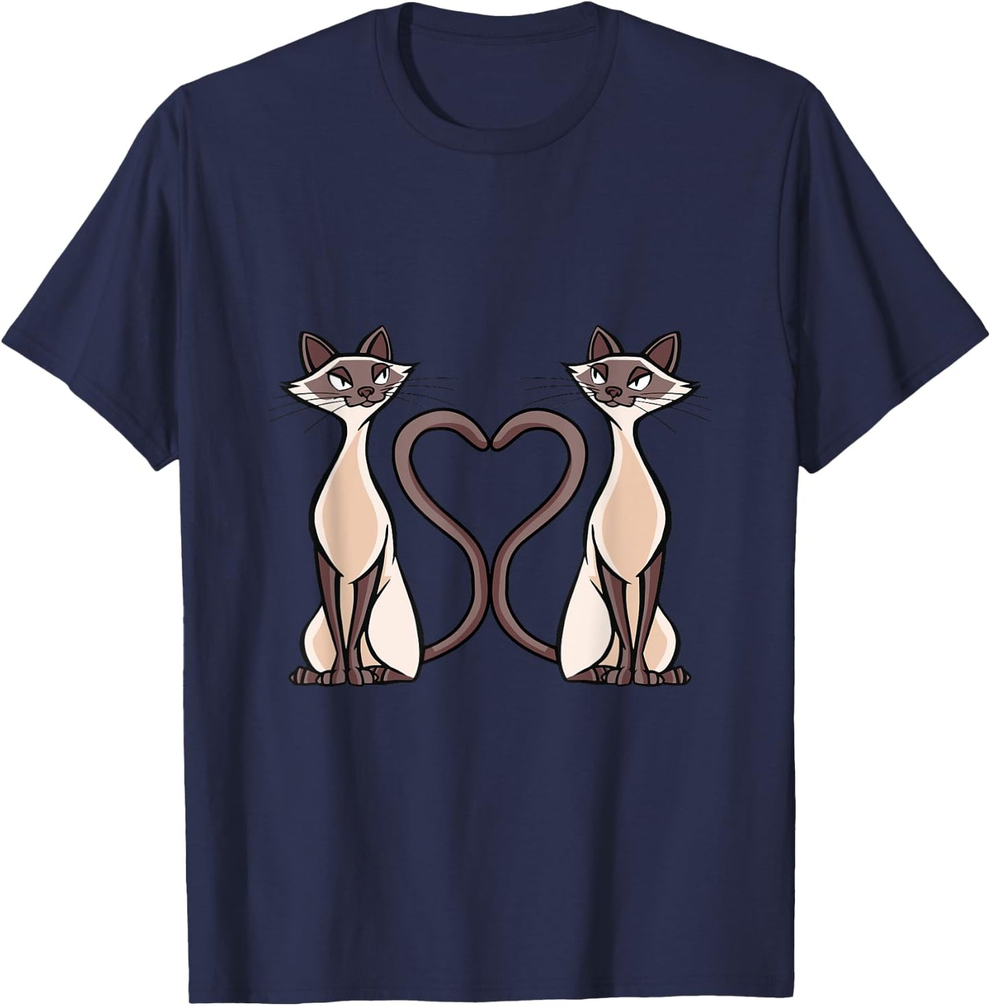Siam Cat Heart Design Cat Lovers T-Shirt - T-Shirt | Navy