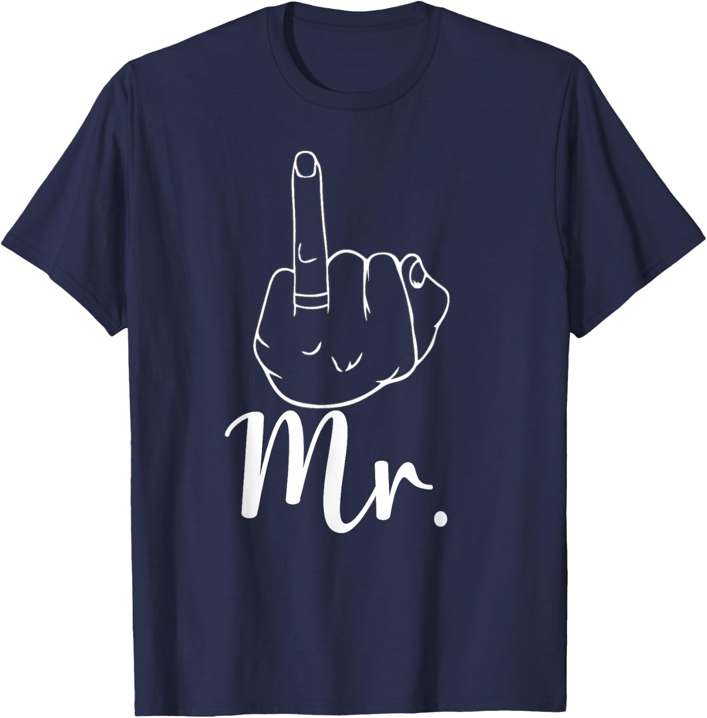 Husband Mr. Just Married Wedding Honeymoon Ring Finger T-Shirt - T-Shirt | Navy