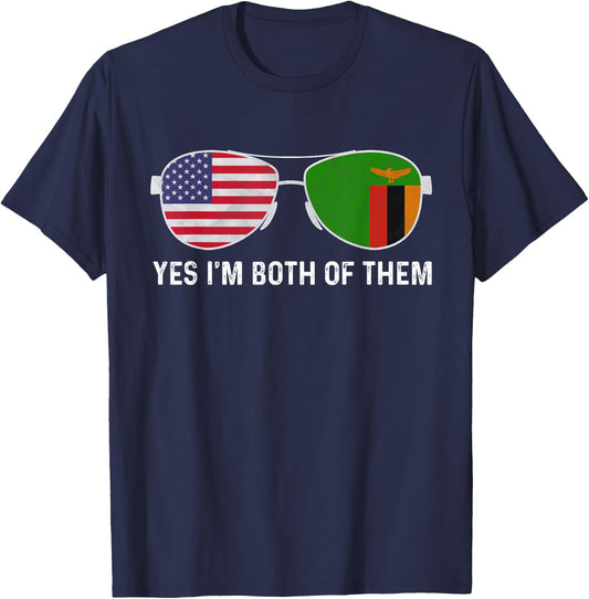 Sunglass Design Zambian American Flag Patriotic Heritage Kids Men T-Shirt - T-Shirt | Navy