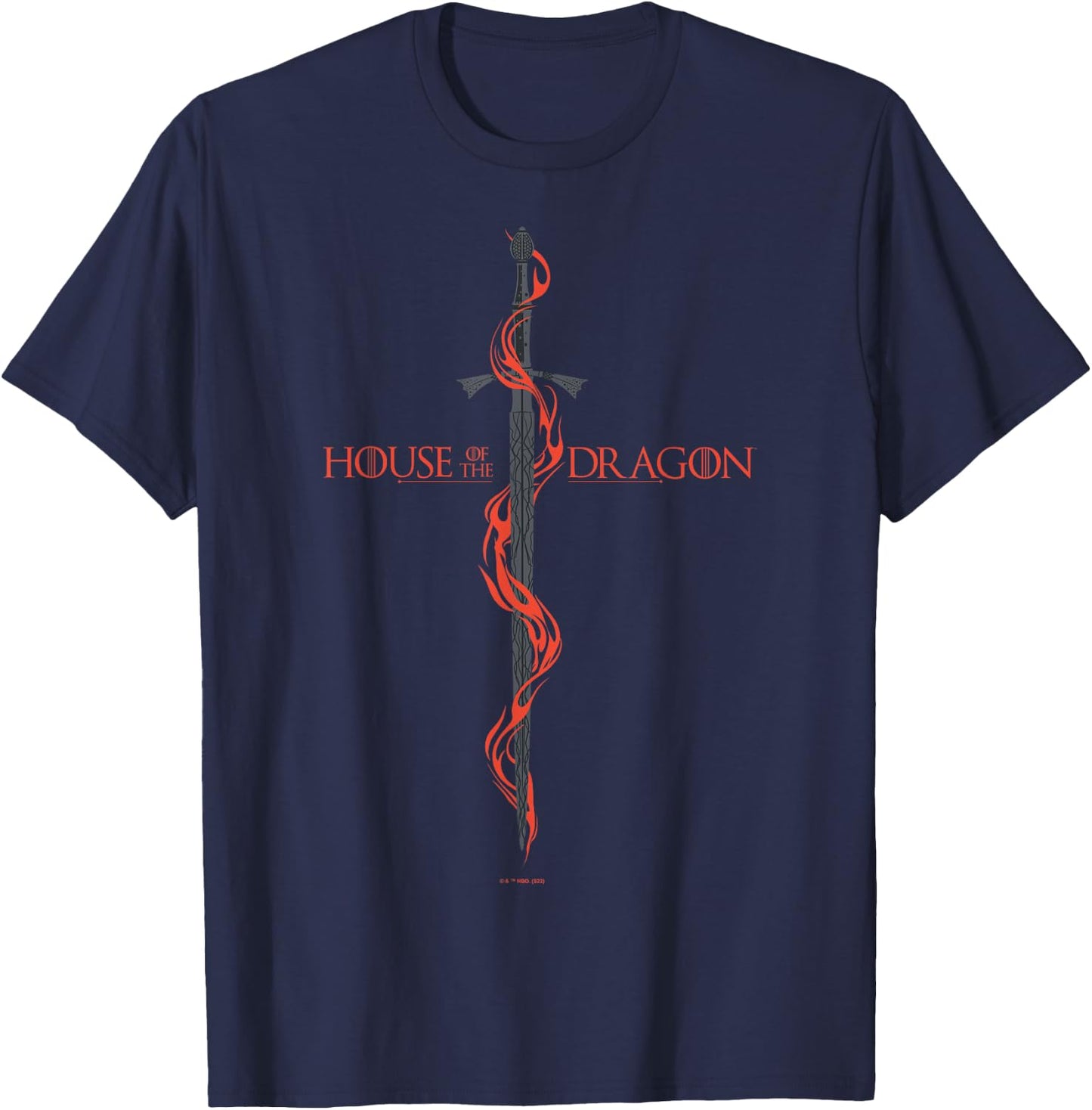 House of the Dragon Sword Red Flames V2 T-Shirt - T-Shirt | Navy