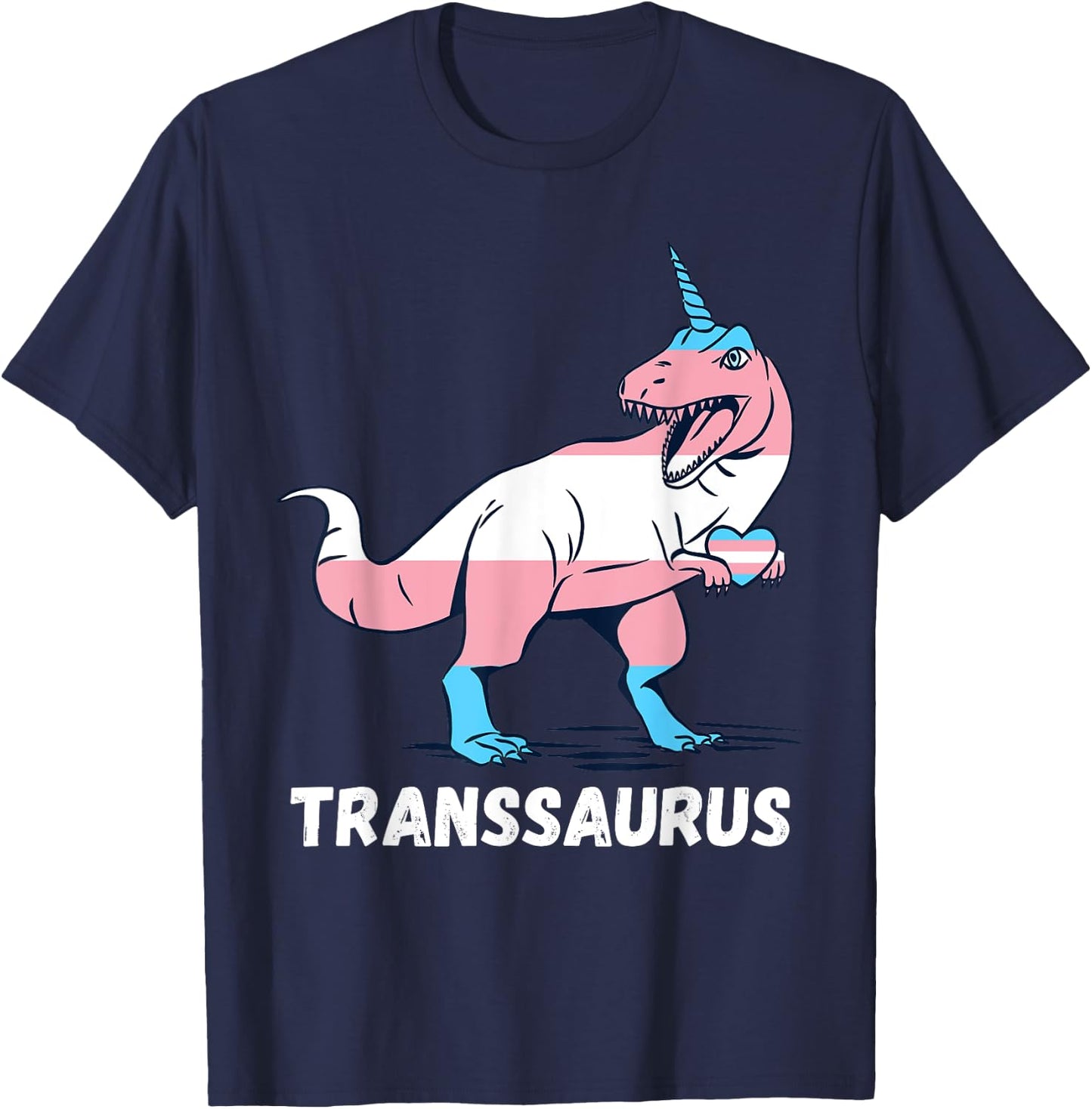 Transgender T-Rex Trans Pride Heart Unicorn Trans Pride T-Shirt - T-Shirt | Navy