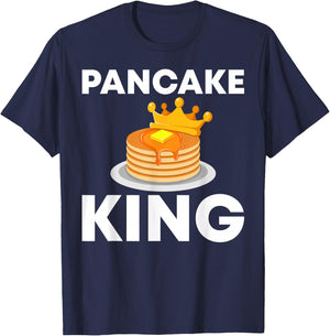 Funny Pancake King Design For Pancake Lover Men Dad Boys T-Shirt - T-Shirt | Navy