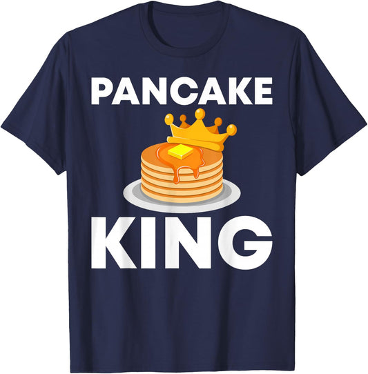 Funny Pancake King Design For Pancake Lover Men Dad Boys T-Shirt - T-Shirt | Navy