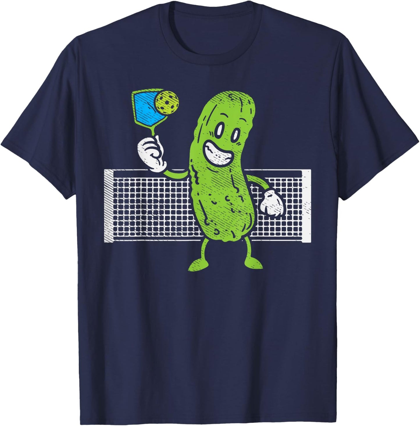 Pickle Playing Pickleball Funny Paddleball Men Women Gift T-Shirt - T-Shirt | Navy
