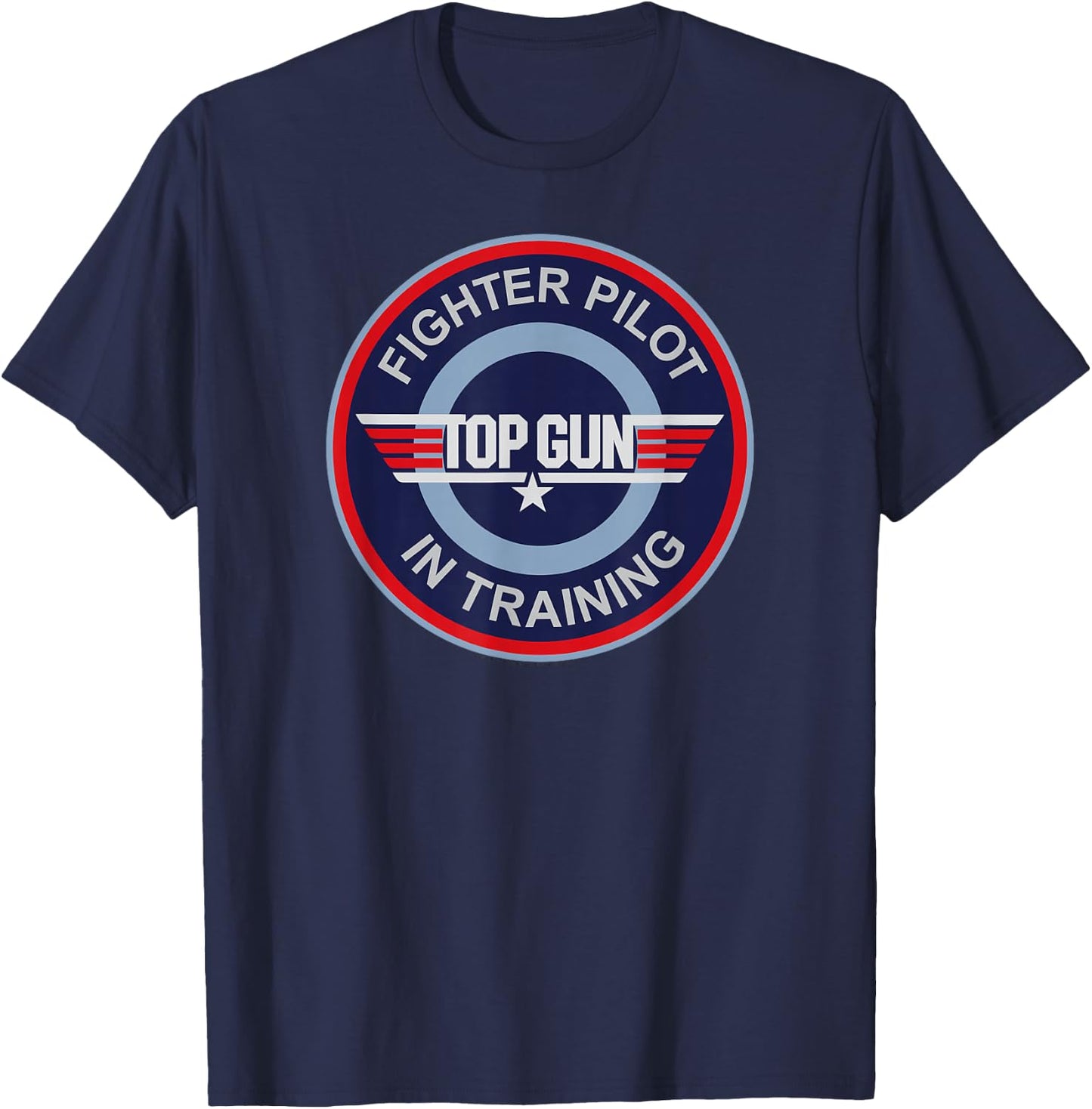 Top Gun Fighter Pilot in Training Round Logo 80's Movie T-Shirt - T-Shirt | Navy