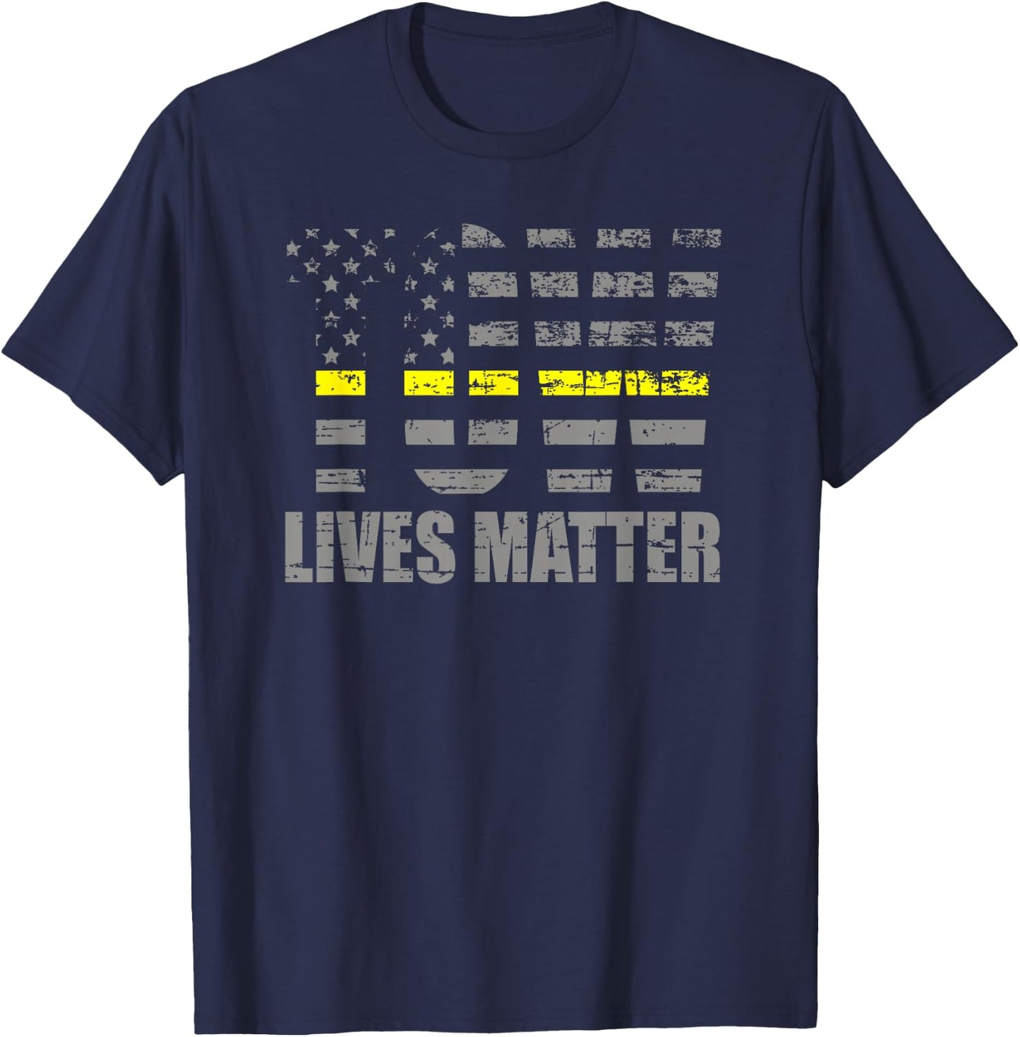 Tow Lives Matter Thin Yellow Line Tow Truck Driver Shirt T-Shirt - T-Shirt | Navy