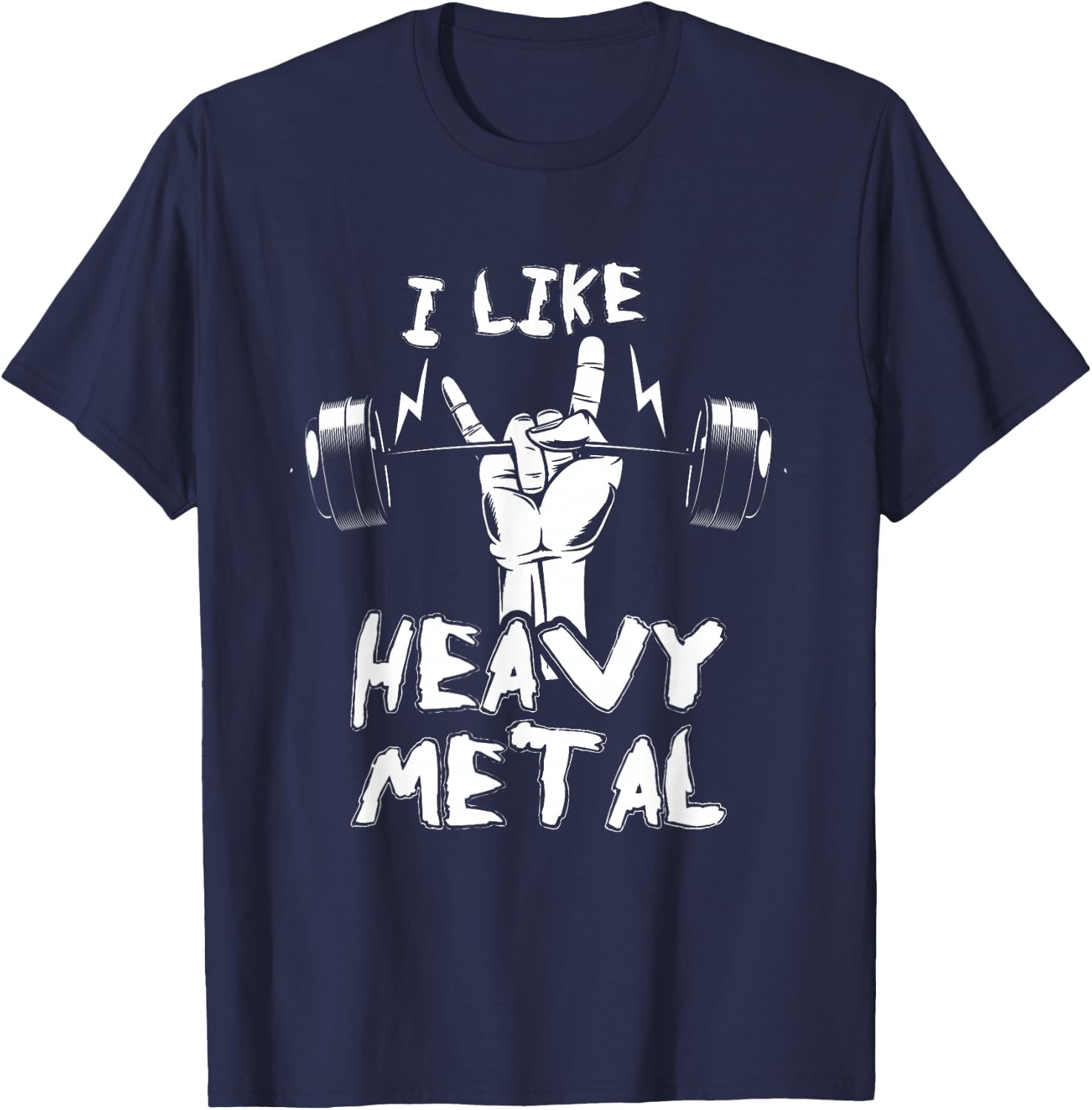 Exercise Fitness Instructor Personal Trainer Gift Heavy Metal Weightlifting Bodybuilding Gym Workout Barbell T-Shirt - T-Shirt | Navy