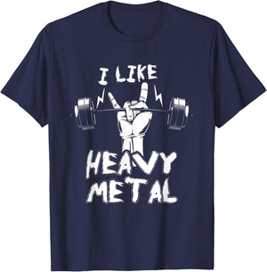 Exercise Fitness Instructor Personal Trainer Gift Heavy Metal Weightlifting Bodybuilding Gym Workout Barbell T-Shirt - T-Shirt | Navy