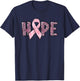 Hope - Breast Cancer Awareness Leopard Cheetah Pink Ribbon T-Shirt - T-Shirt | Navy