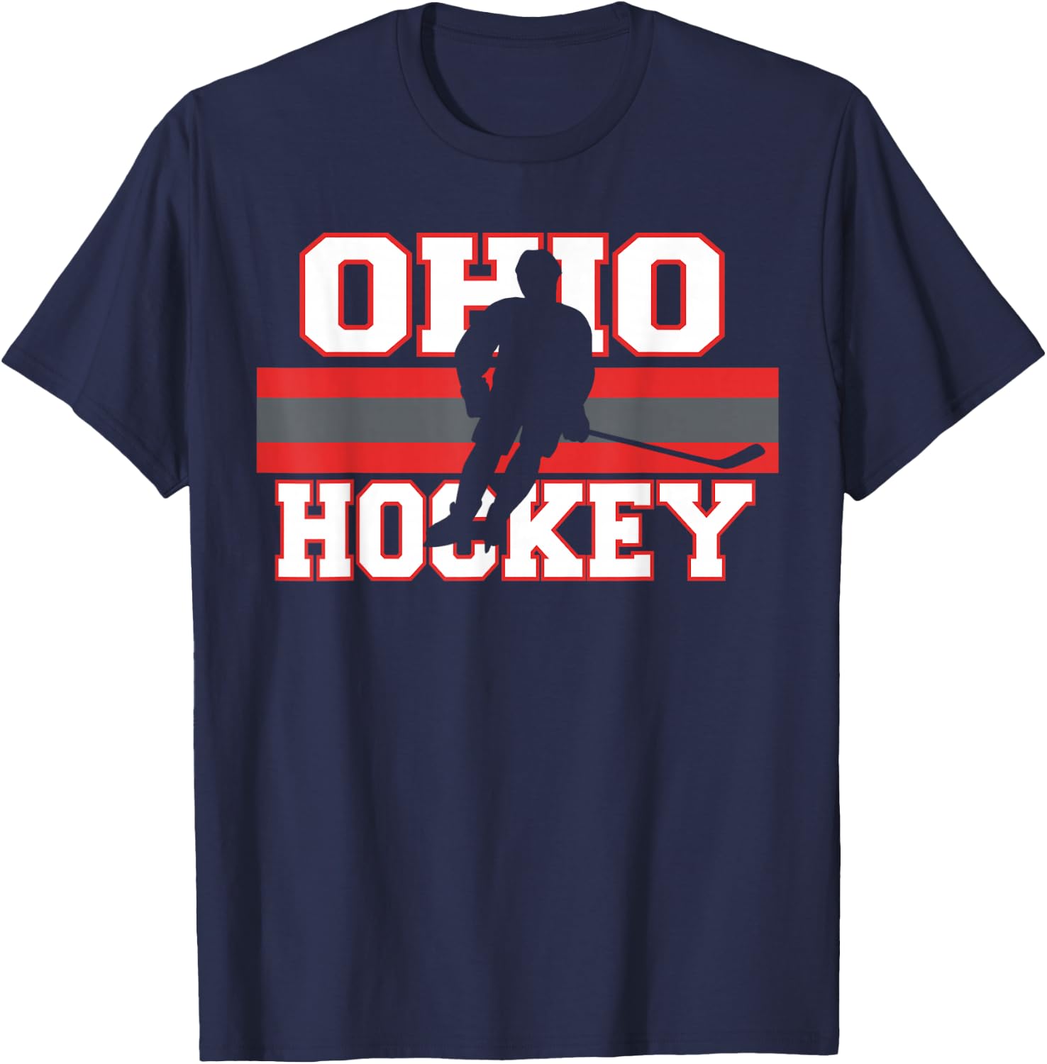 State of Ohio Ice Hockey Player Gear Sports Coach Team Gift T-Shirt - T-Shirt | Navy