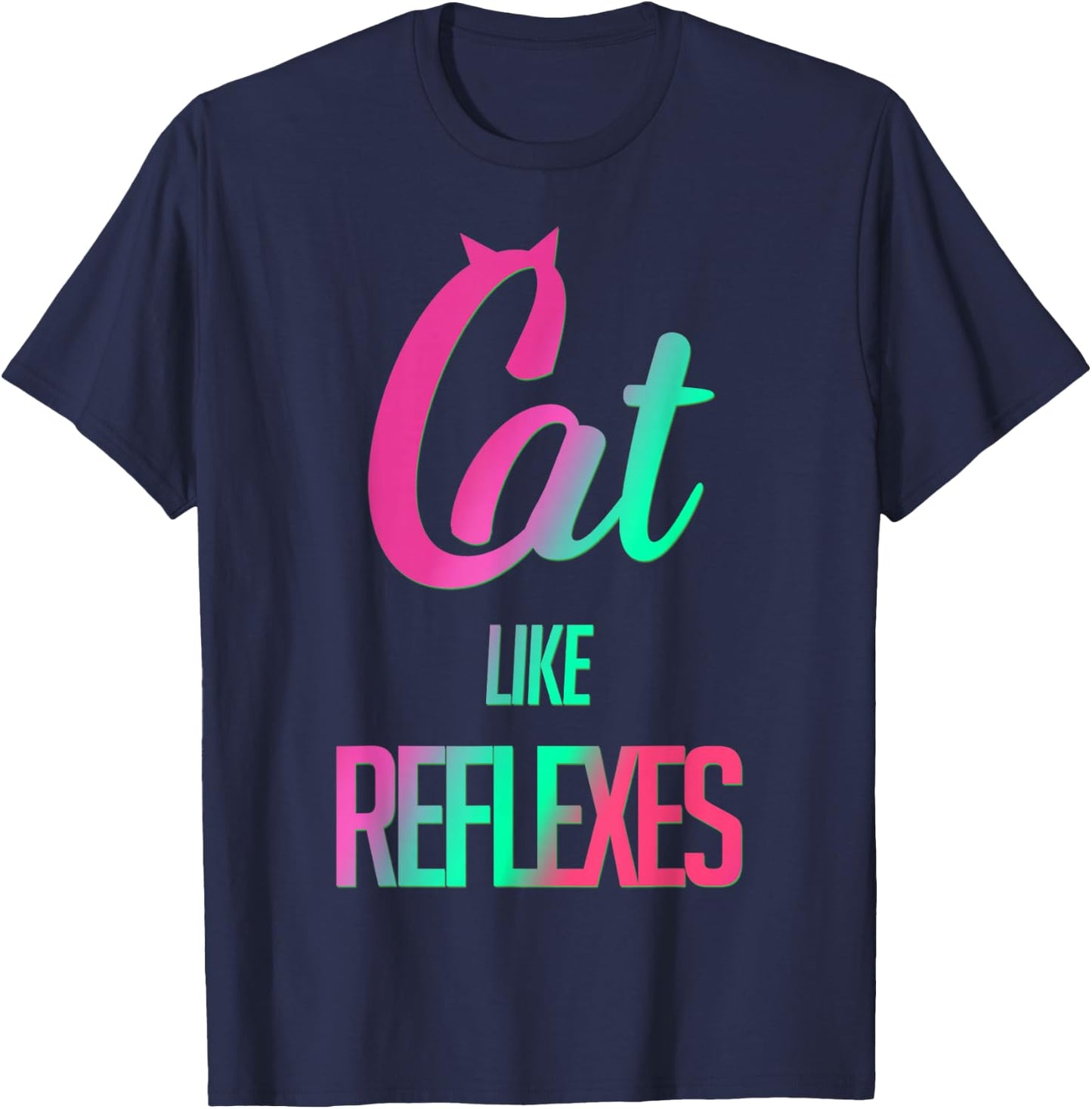Trendy Cat Like Reflexes Gradient T-Shirt - T-Shirt | Navy