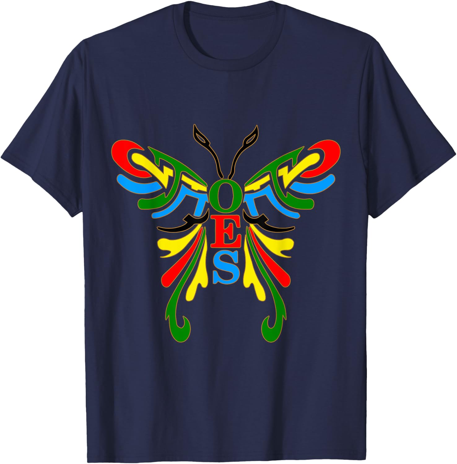 OES Butterfly Color of the Eastern Star Christmas T-Shirt - T-Shirt | Navy