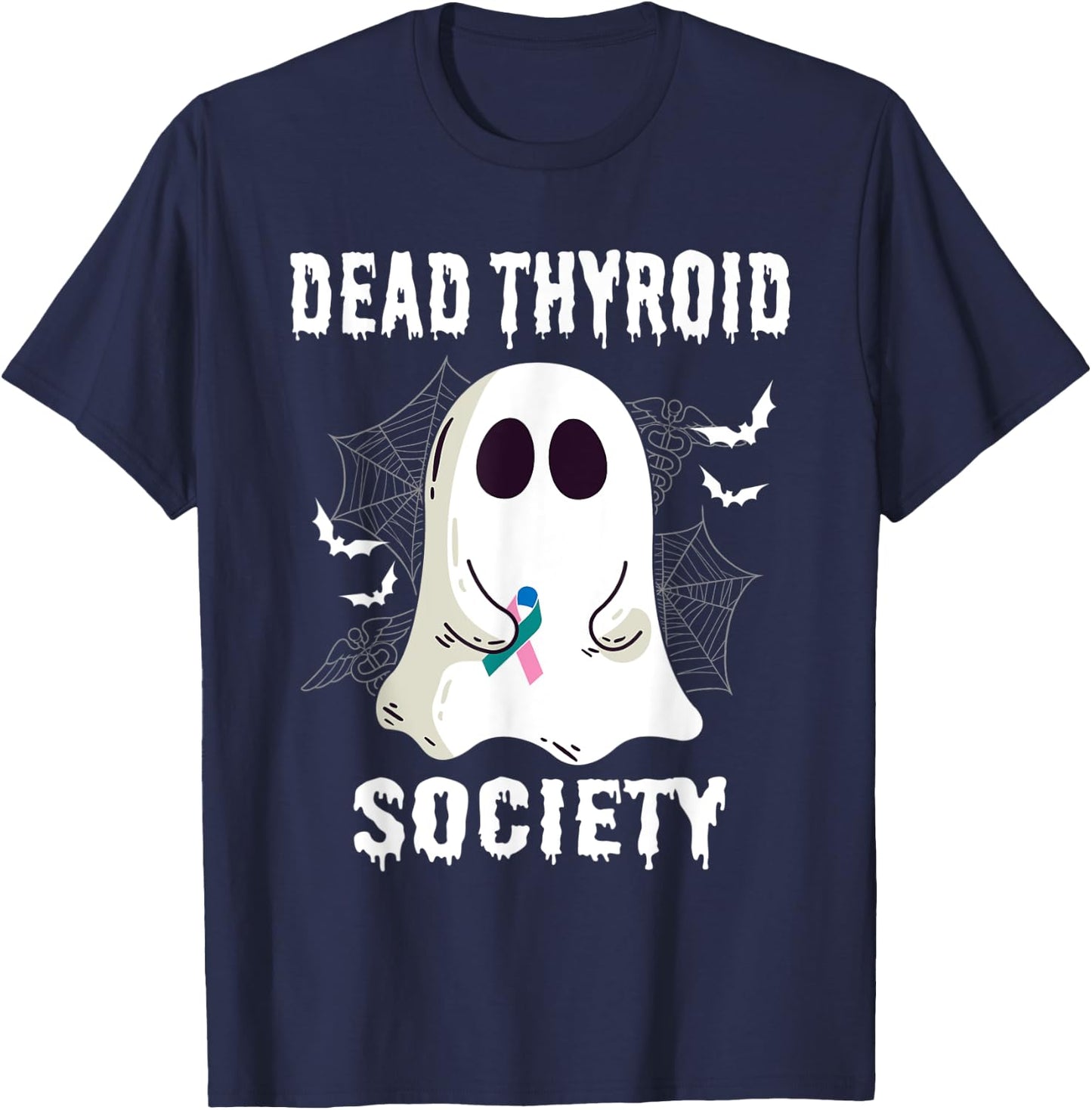 Halloween Dead Thyroid Society Diabetes Awareness Ghost T-Shirt - T-Shirt | Navy